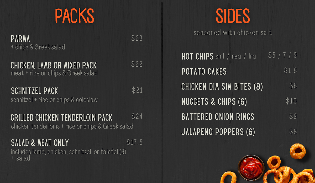 Menu, Wrapp'd 619 Carrum - Schnitzel and Kebab Bar