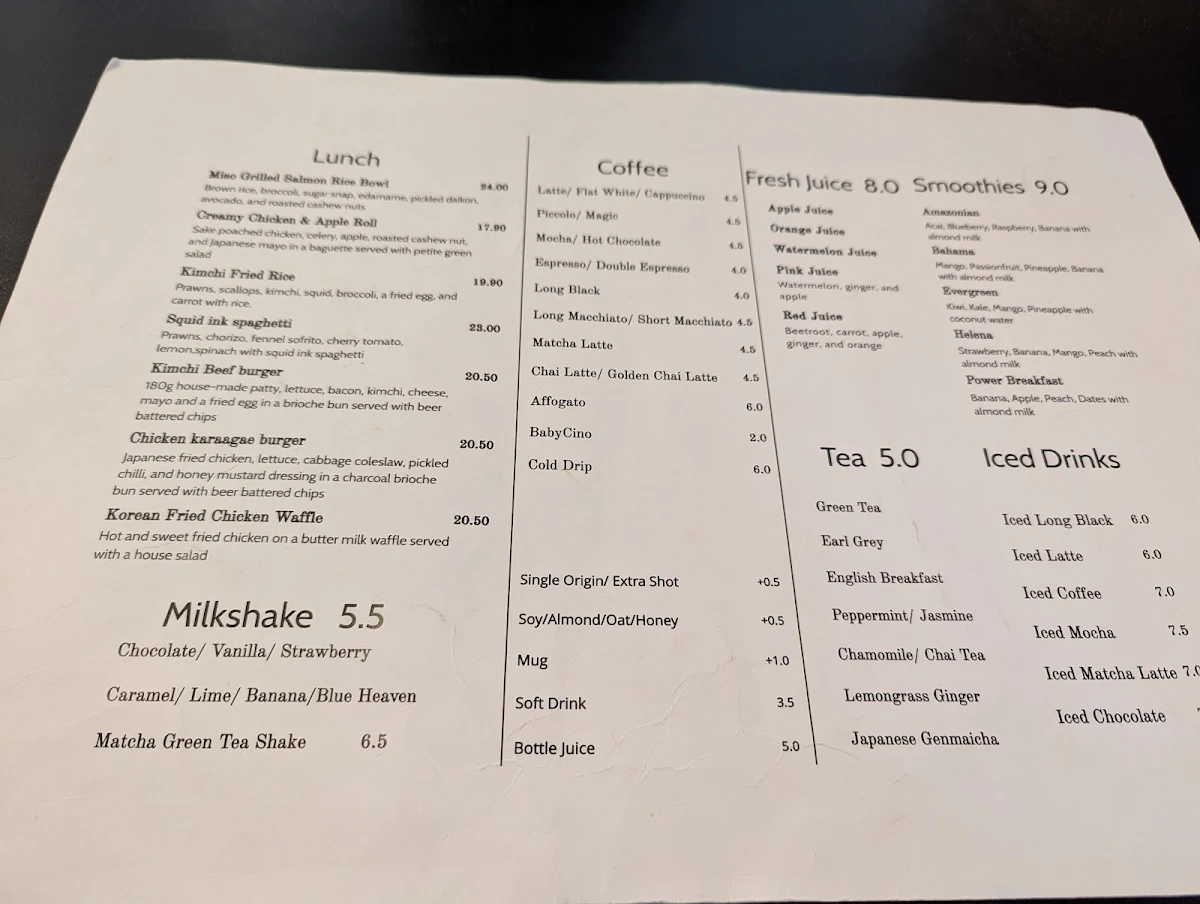 Menu, Focus Melbourne