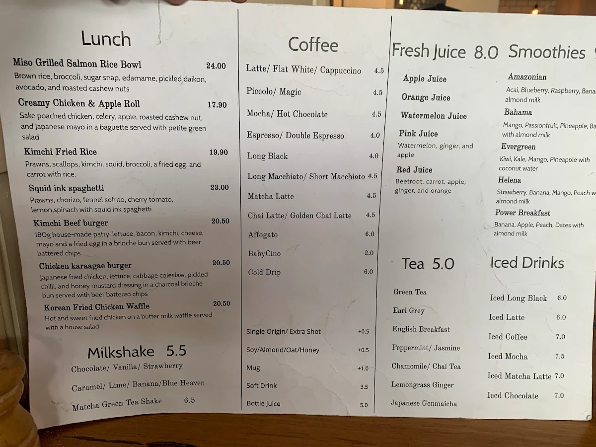 Menu, Focus Melbourne