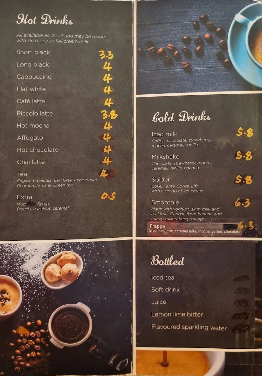 Menu, Jina's Cafe