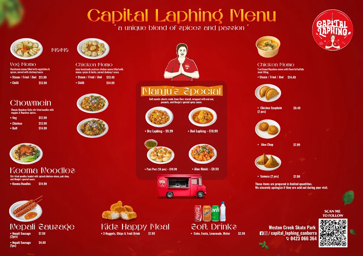 Menu, Capital Laphing Canberra