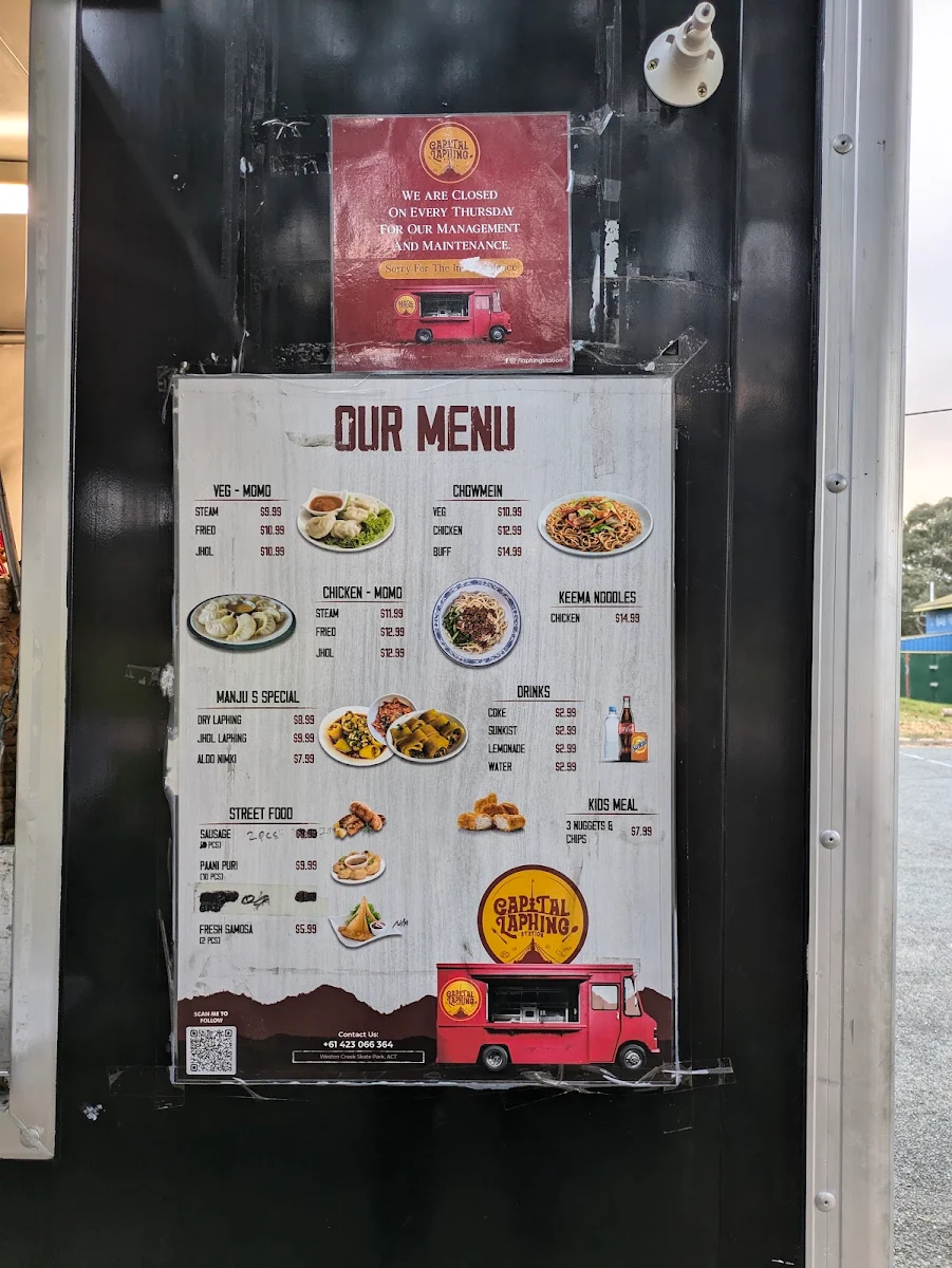 Menu, Capital Laphing Canberra