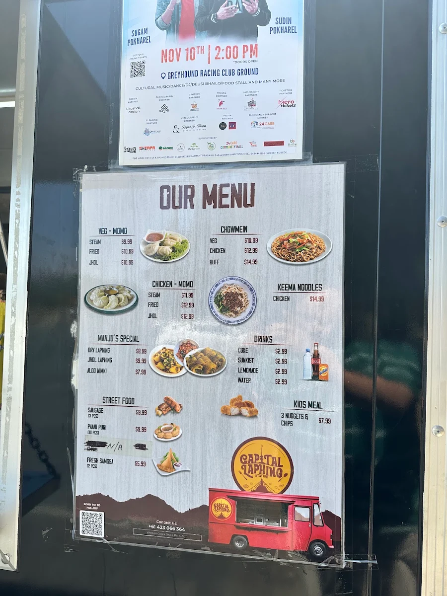 Menu, Capital Laphing Canberra