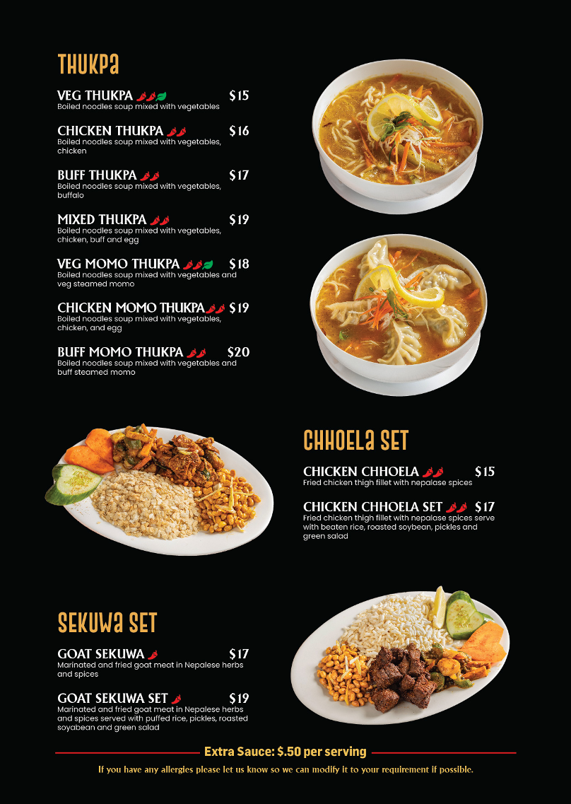 Menu, Downtown MoMo