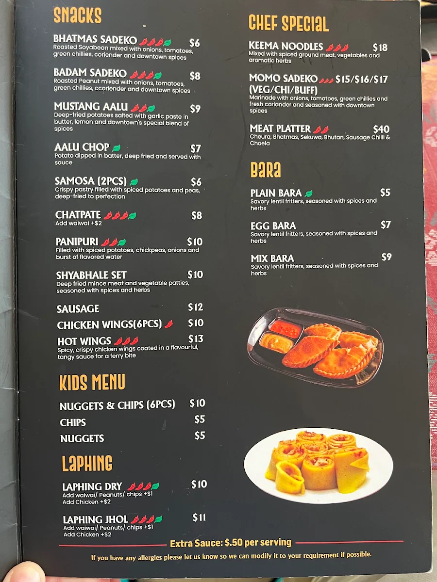 Menu, Downtown MoMo