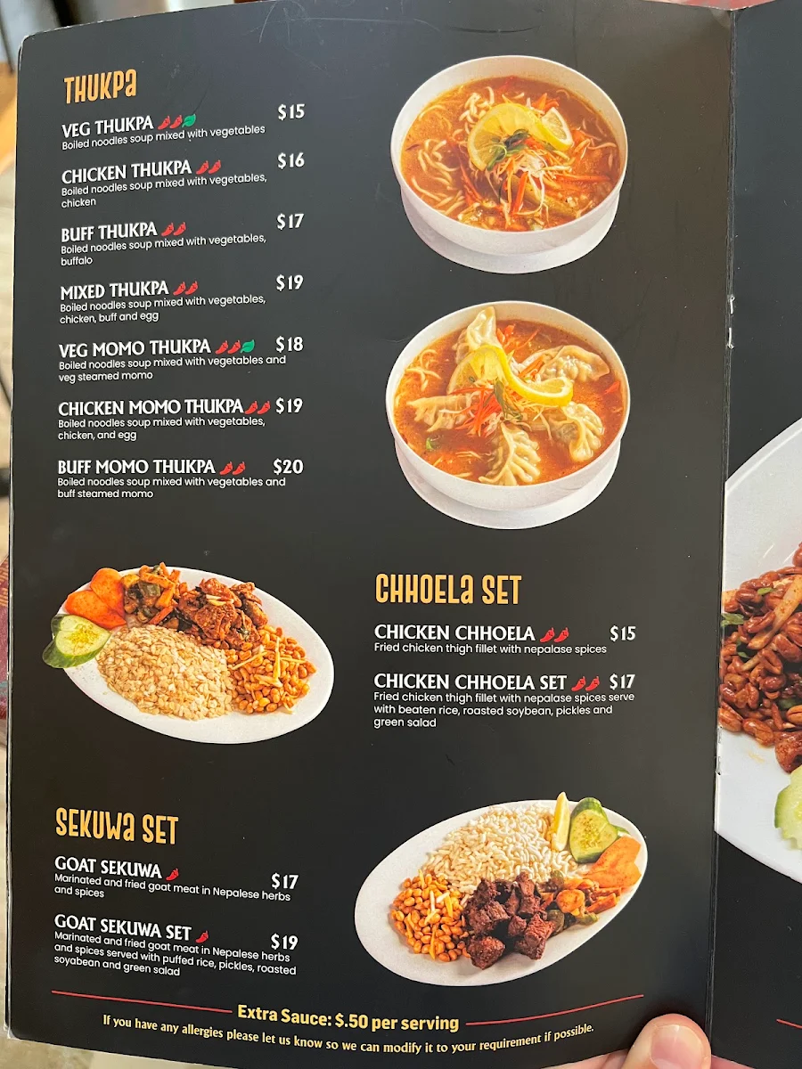 Menu, Downtown MoMo