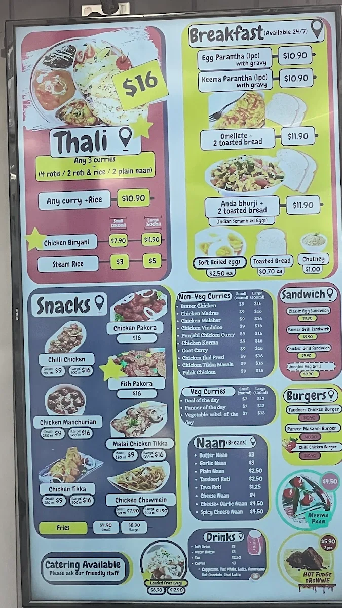Menu, Tadka (Vegetarian) Express