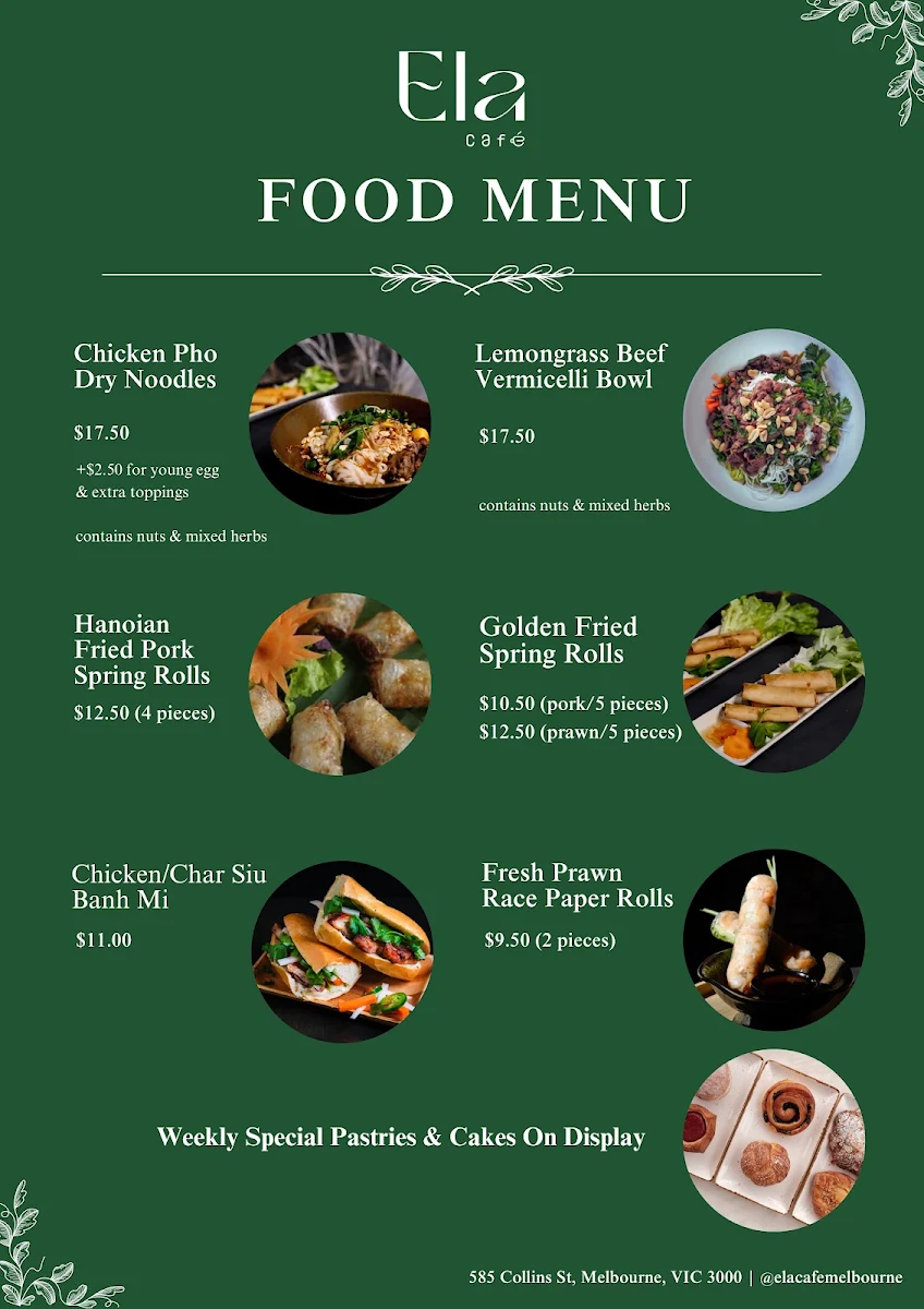Menu, Ela Cafe