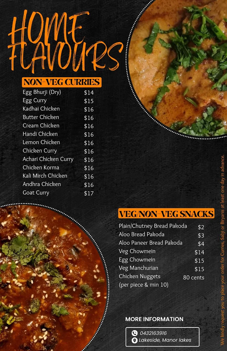 Menu, Home Flavours