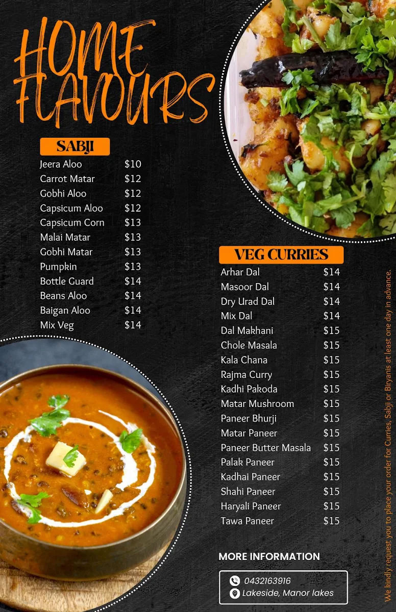 Menu, Home Flavours