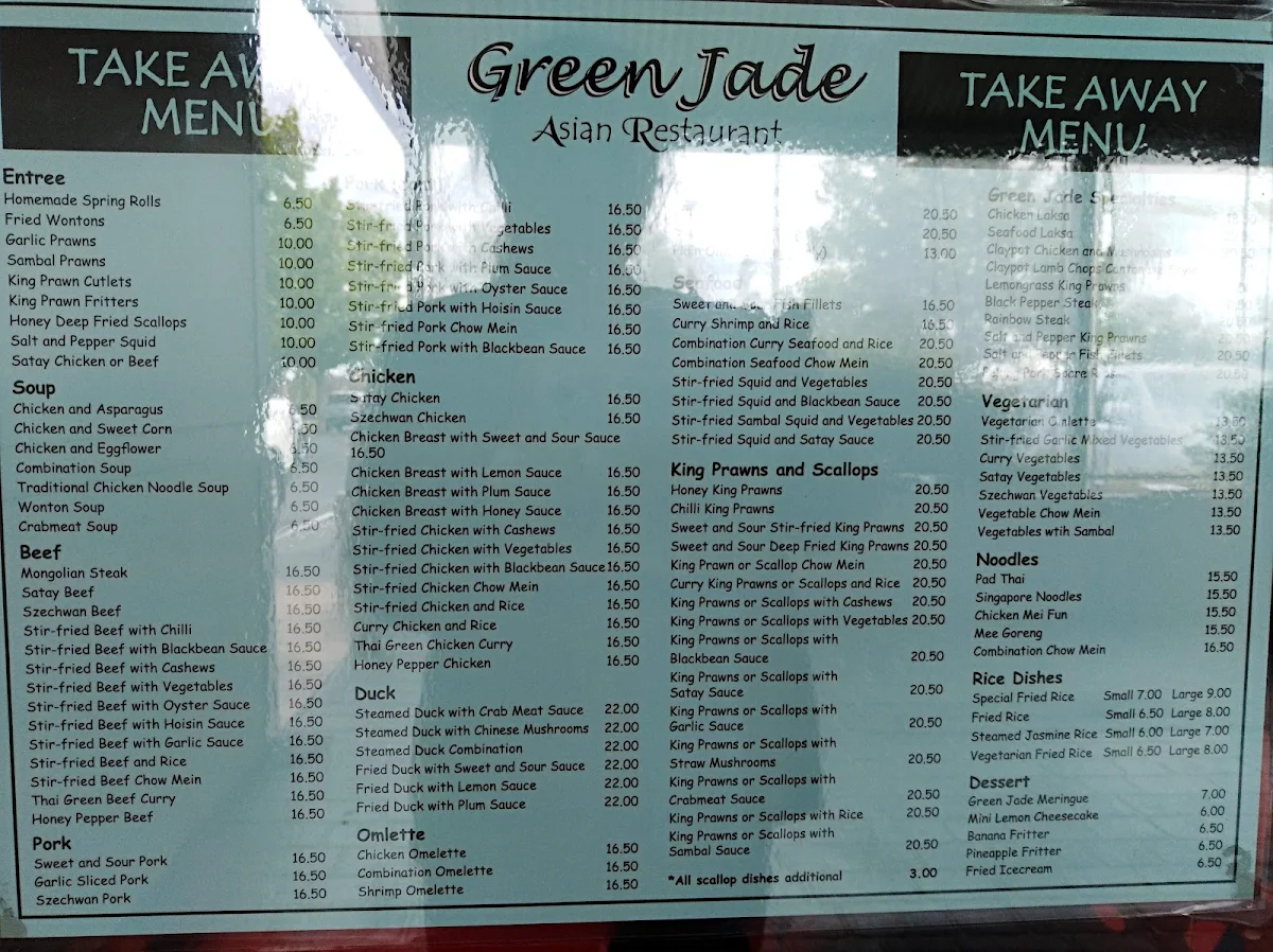 Menu, Green Jade