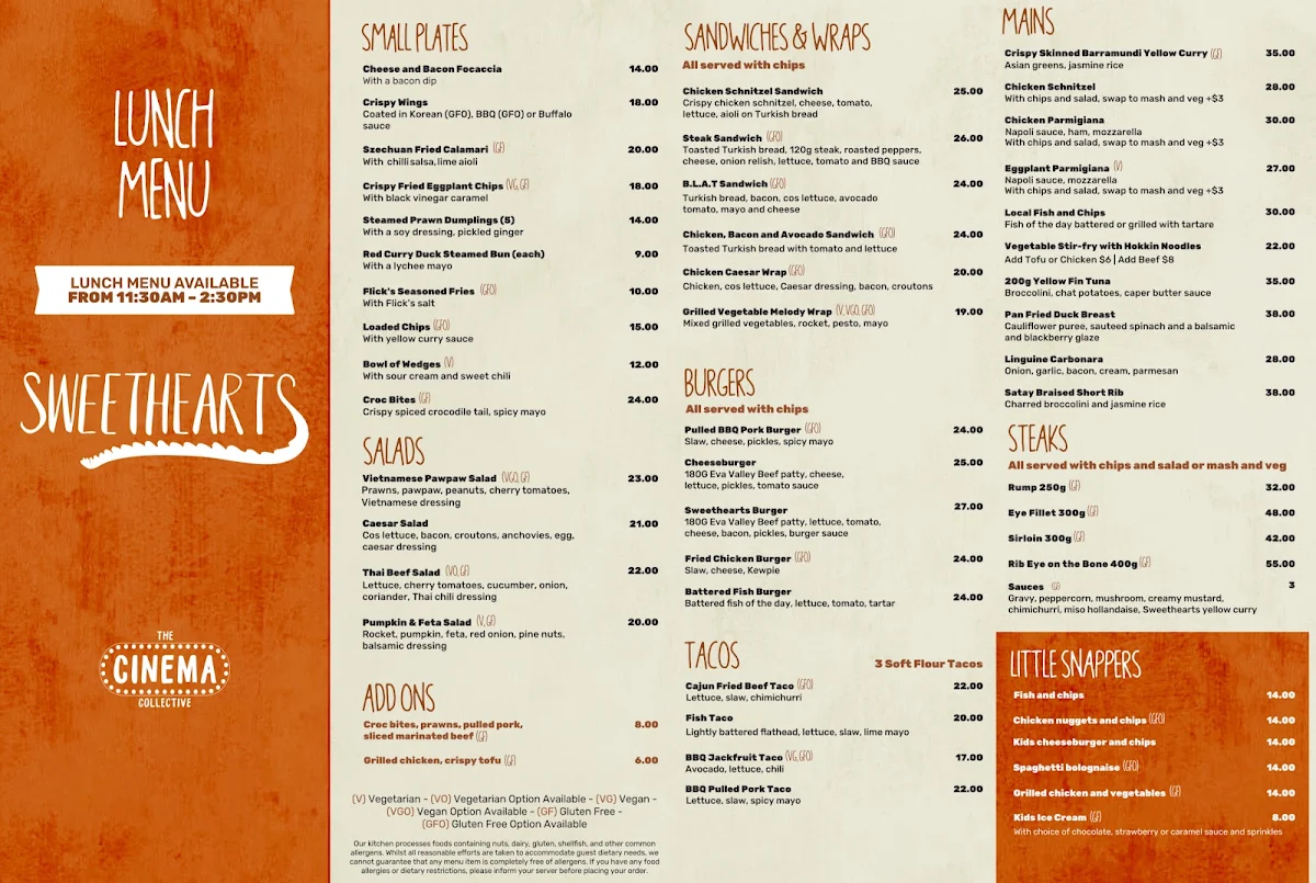 Menu, The Cinema Collective