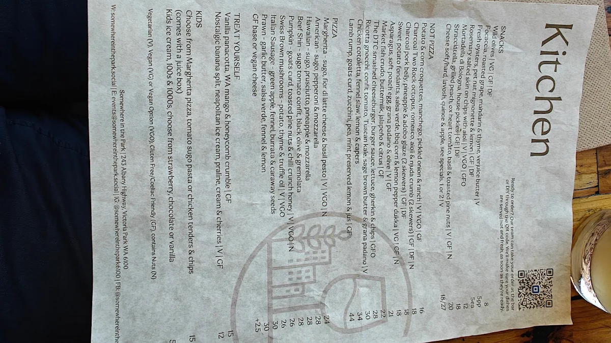 Menu, Somewhere in the Park