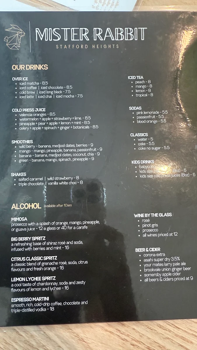 Menu, Mister Rabbit Cafe