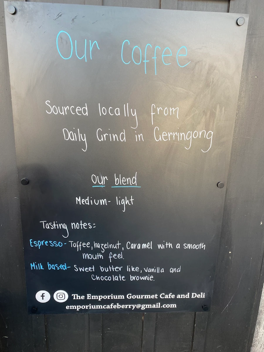 Menu, The Emporium Gourmet Café Deli Berry