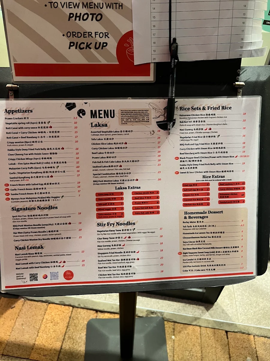 Menu, Into Laksa Norwest