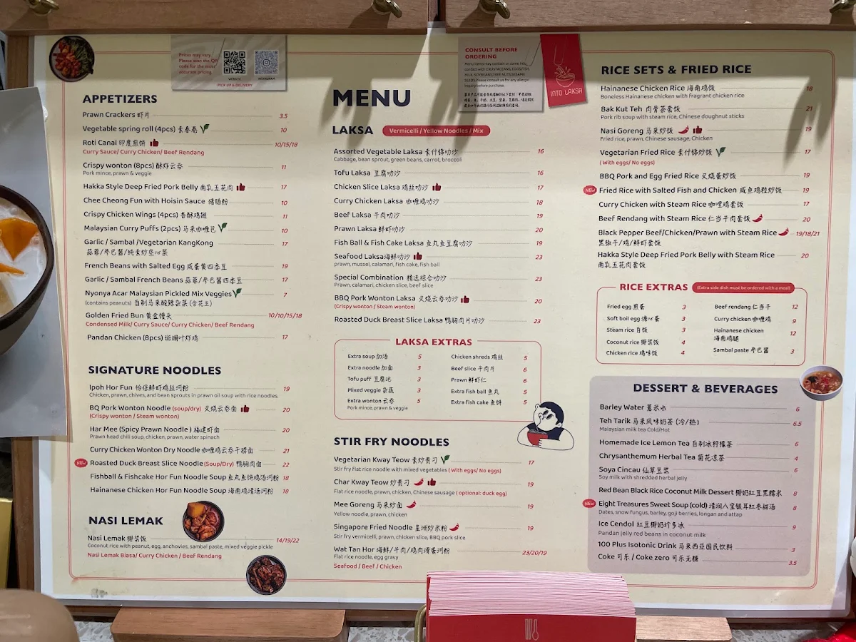 Menu, Into Laksa Norwest