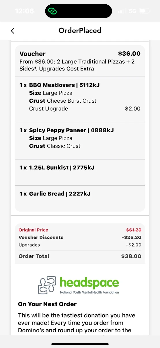 Menu, Domino's Pizza Yeronga