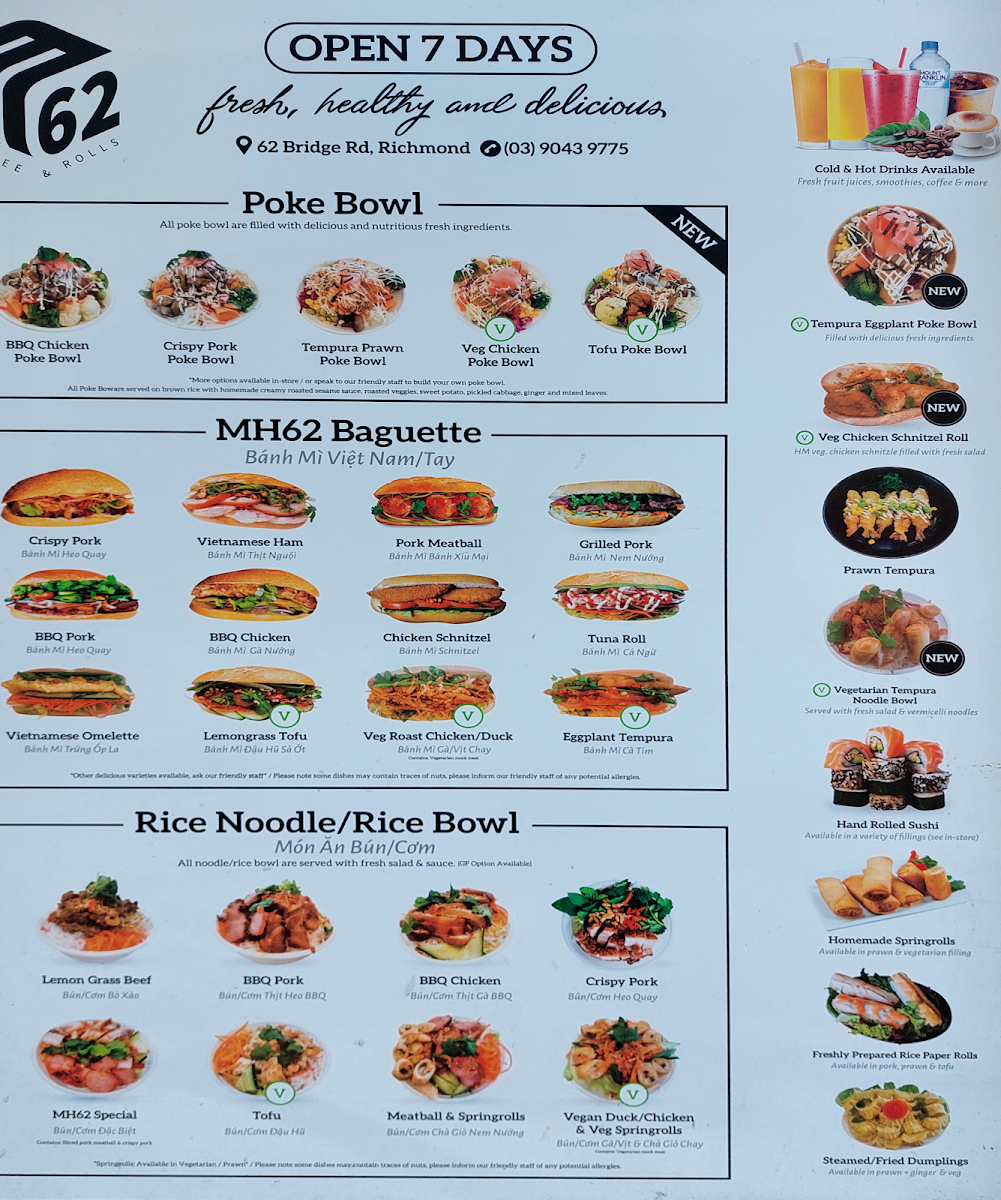 Menu, Pho Rolls 62