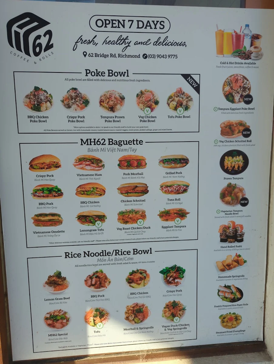 Menu, Pho Rolls 62