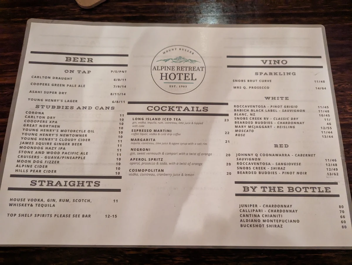 Menu, Dolomiti Italiano