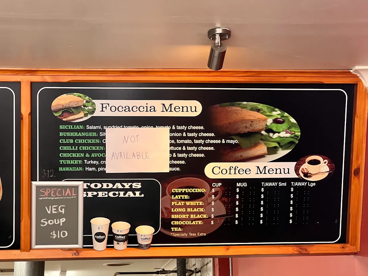 Menu, Wimmera Bakery