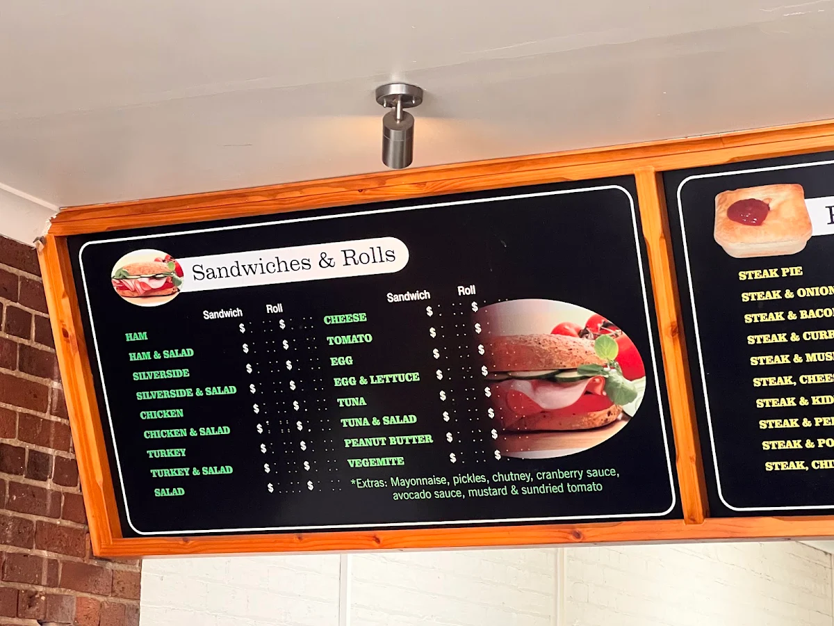 Menu, Wimmera Bakery