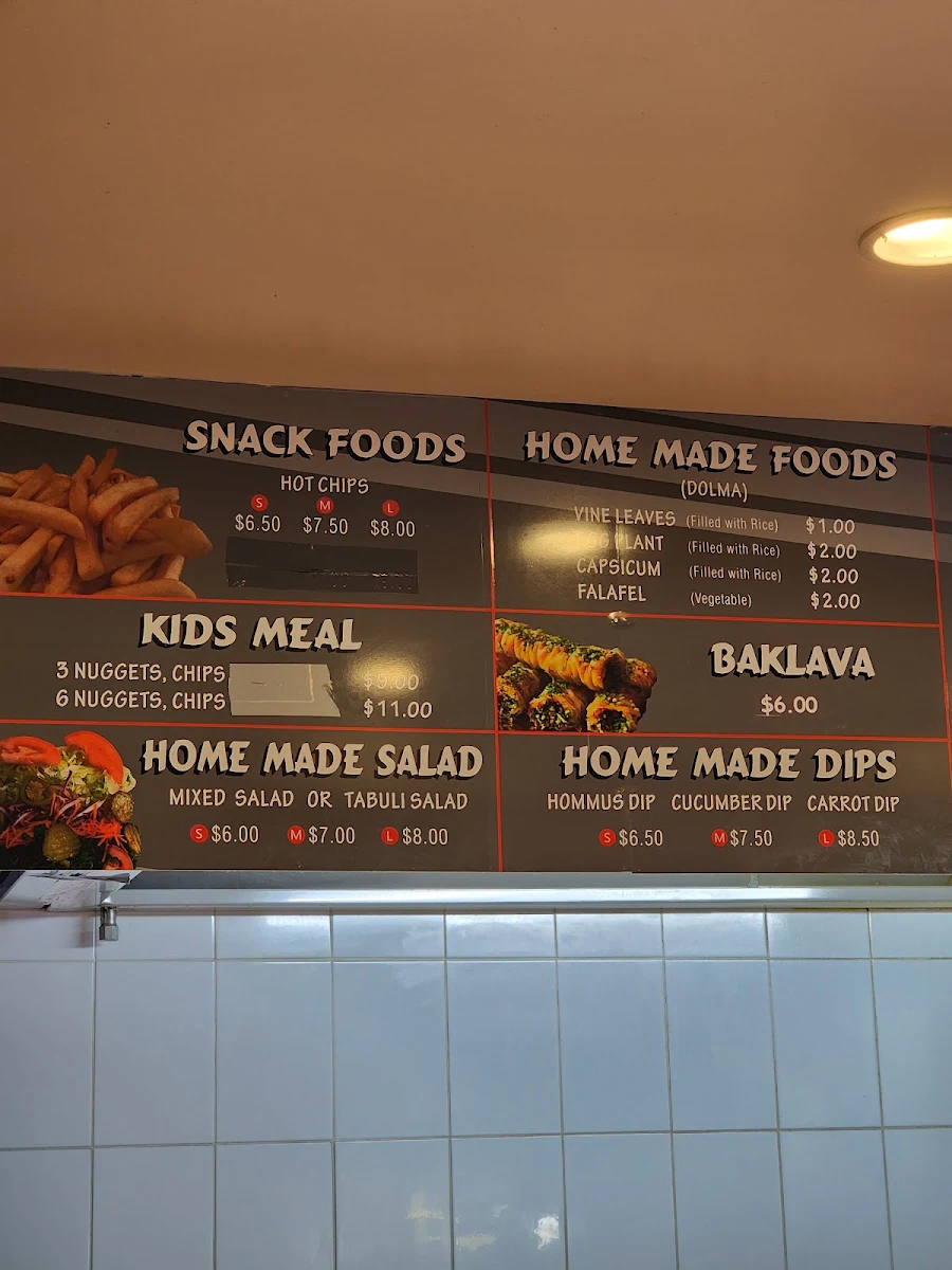 Menu, Mustafa's Kebabs