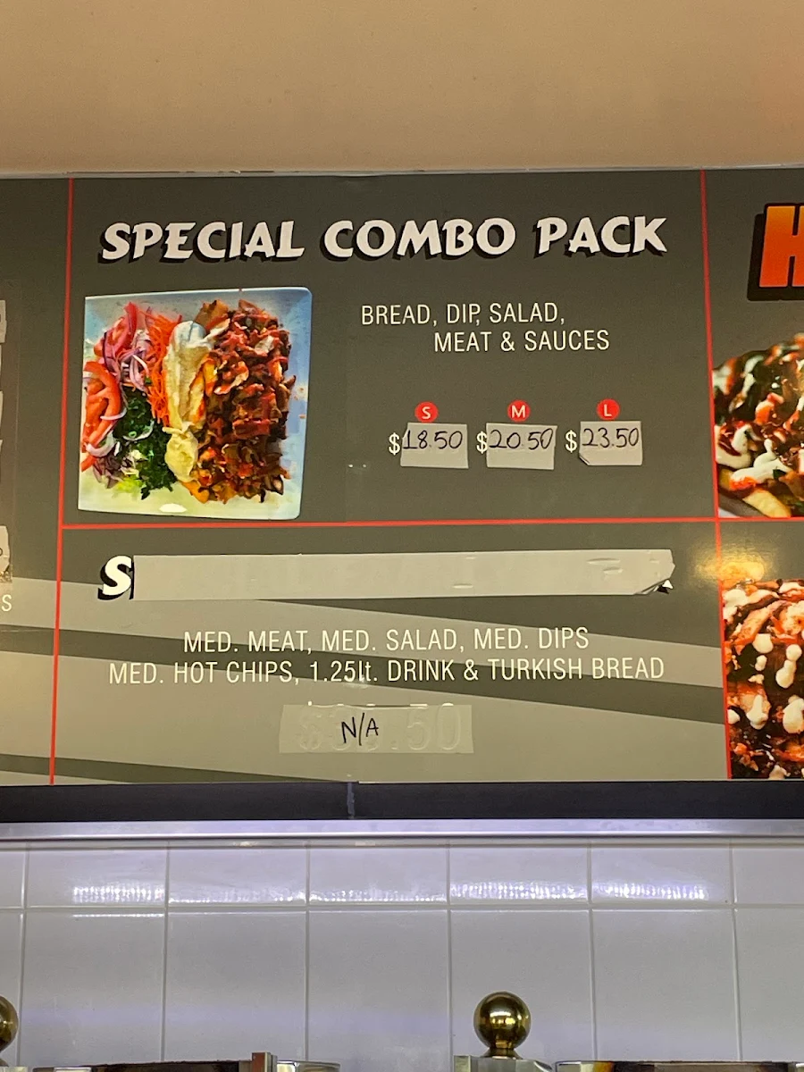 Menu, Mustafa's Kebabs