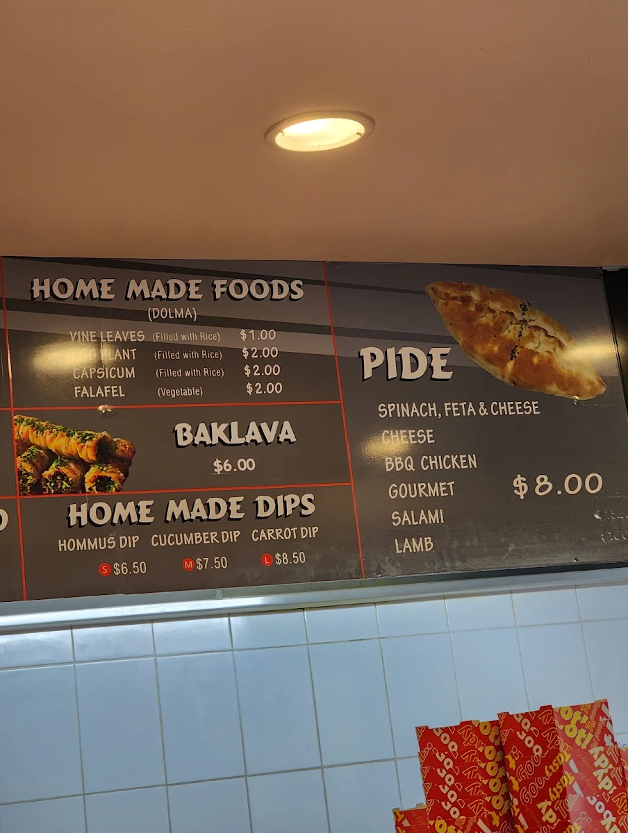 Menu, Mustafa's Kebabs