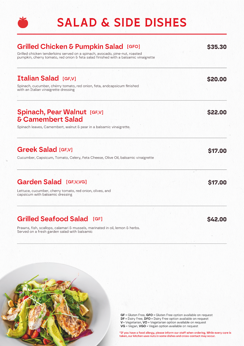 Menu, Venice Pizza Bar & Restaurant