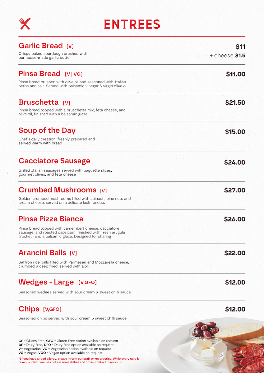 Menu, Venice Pizza Bar & Restaurant