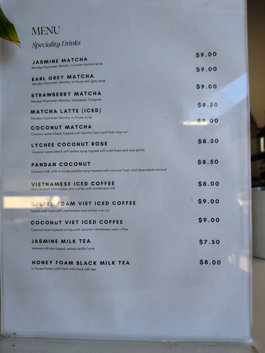 Menu, Ngle Cafe