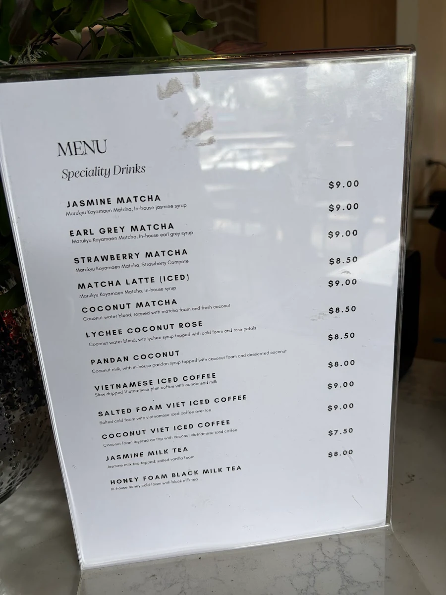 Menu, Ngle Cafe
