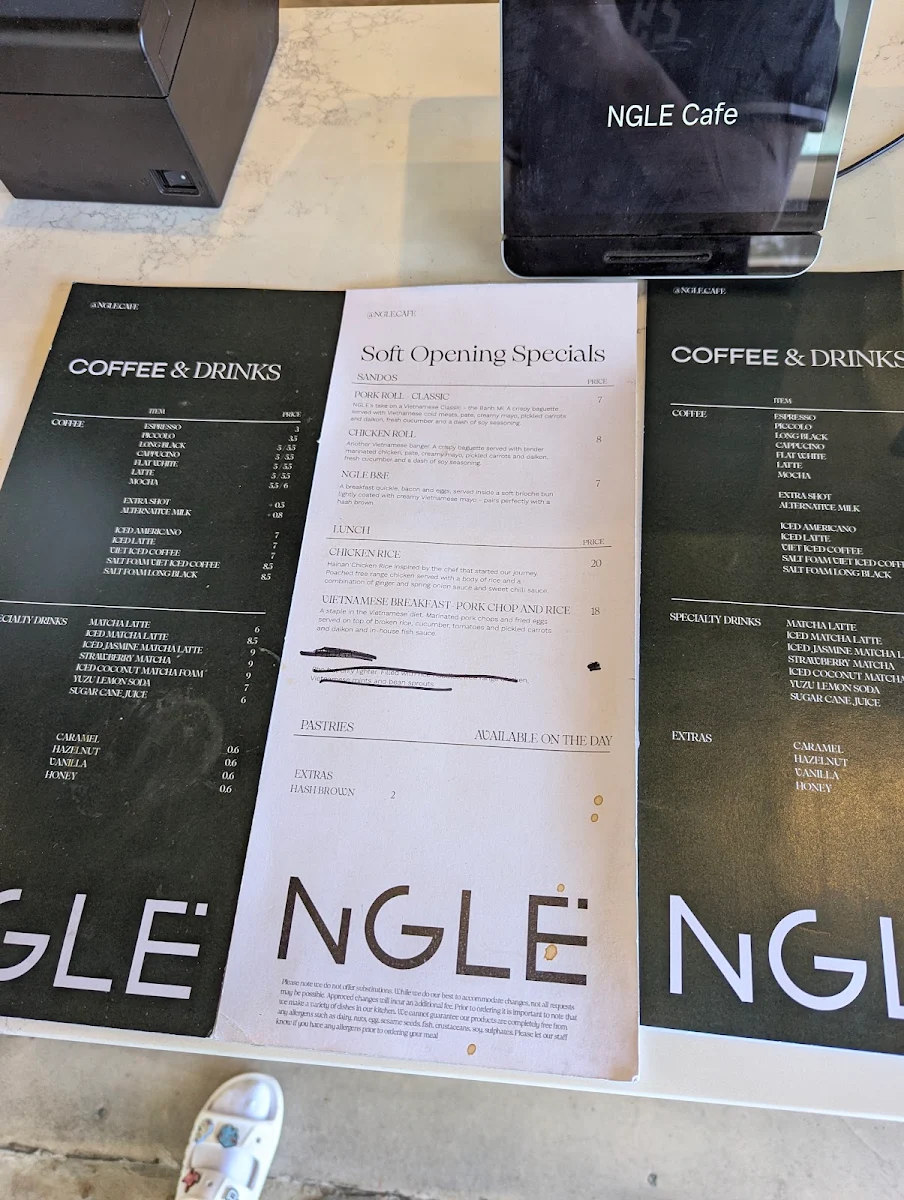 Menu, Ngle Cafe