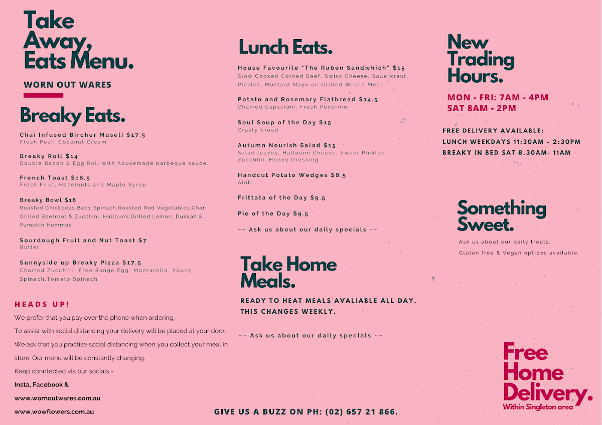 Menu, Worn Out Wares