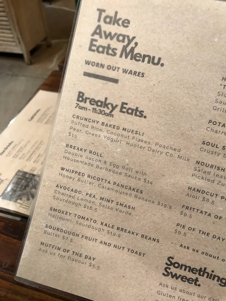 Menu, Worn Out Wares