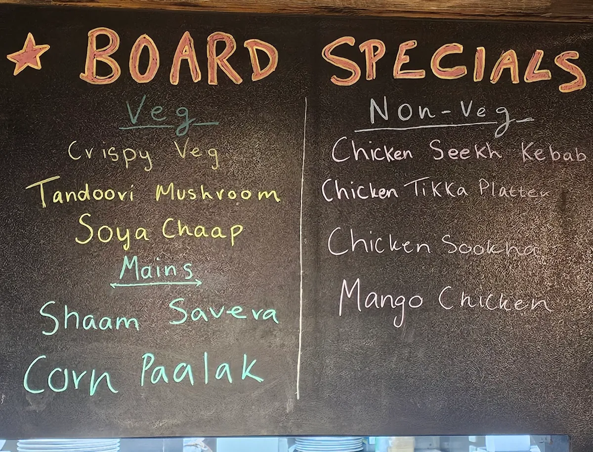 Menu, Pint Size Indian