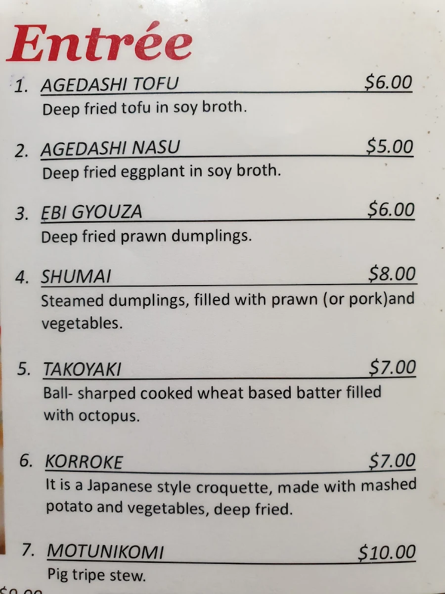 Menu, Sapporo
