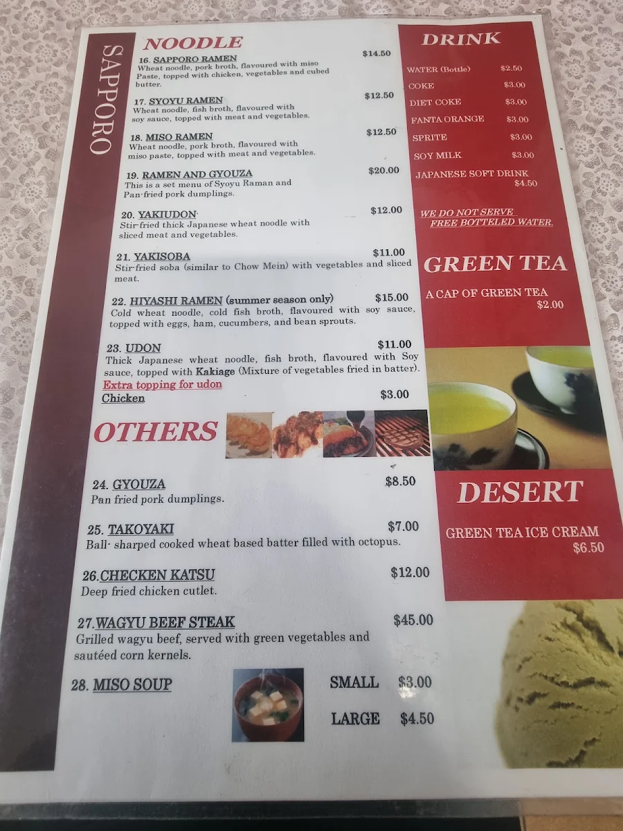 Menu, Sapporo