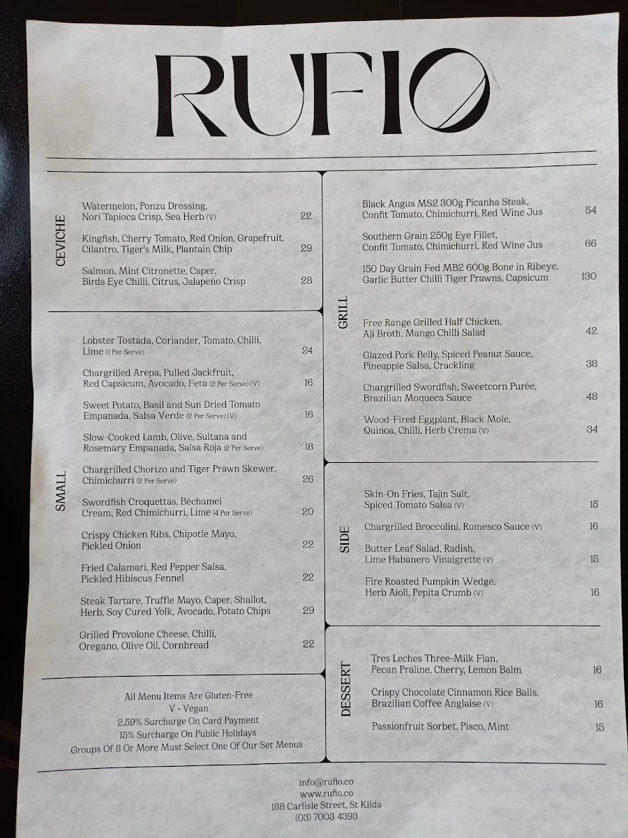 Menu, Rufio