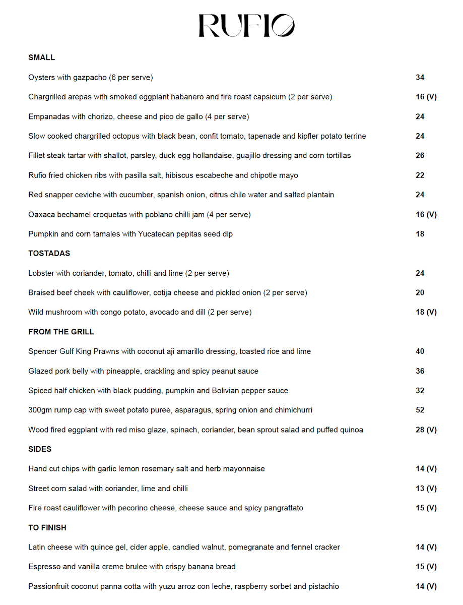 Menu, Rufio