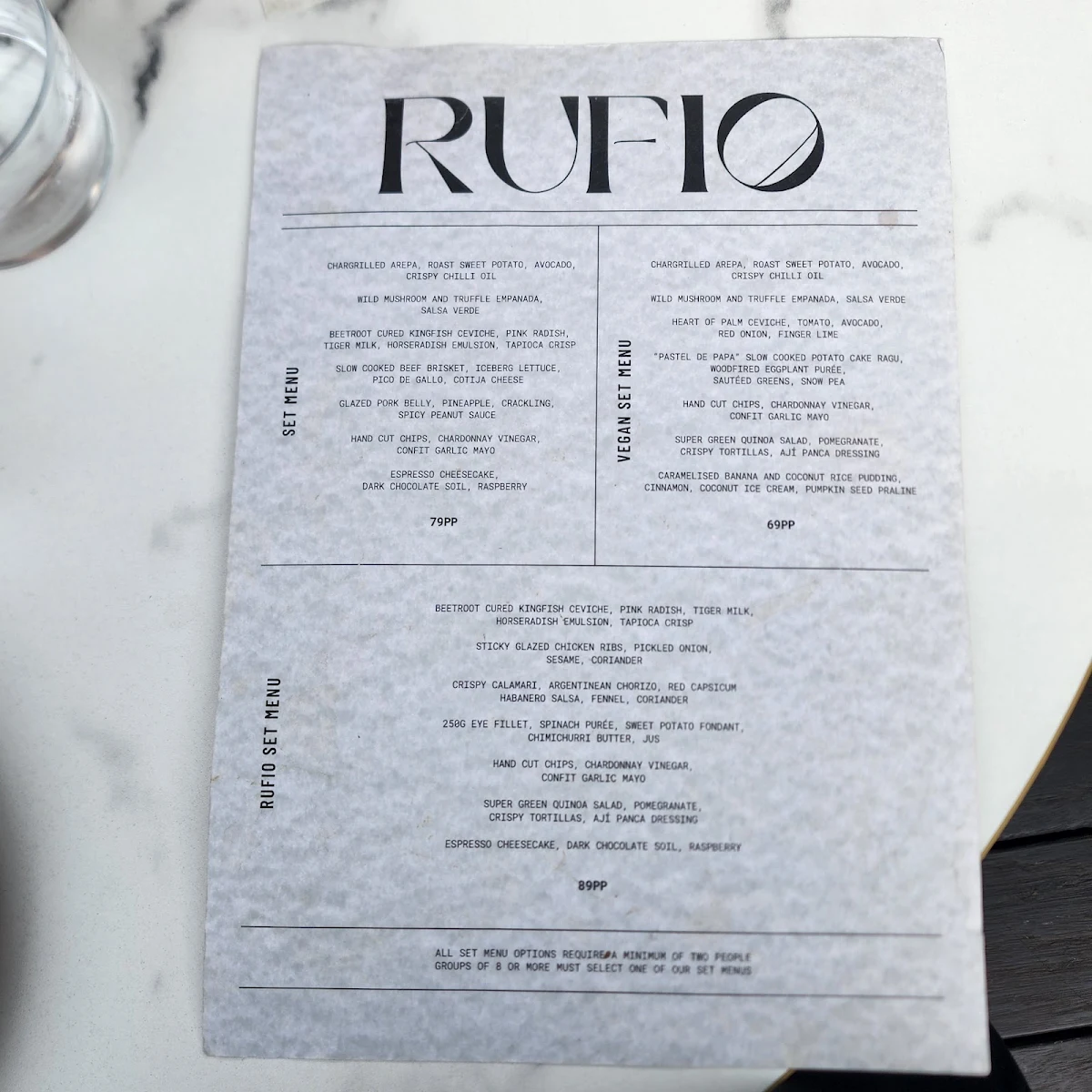 Menu, Rufio