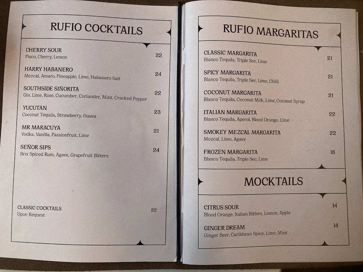 Menu, Rufio