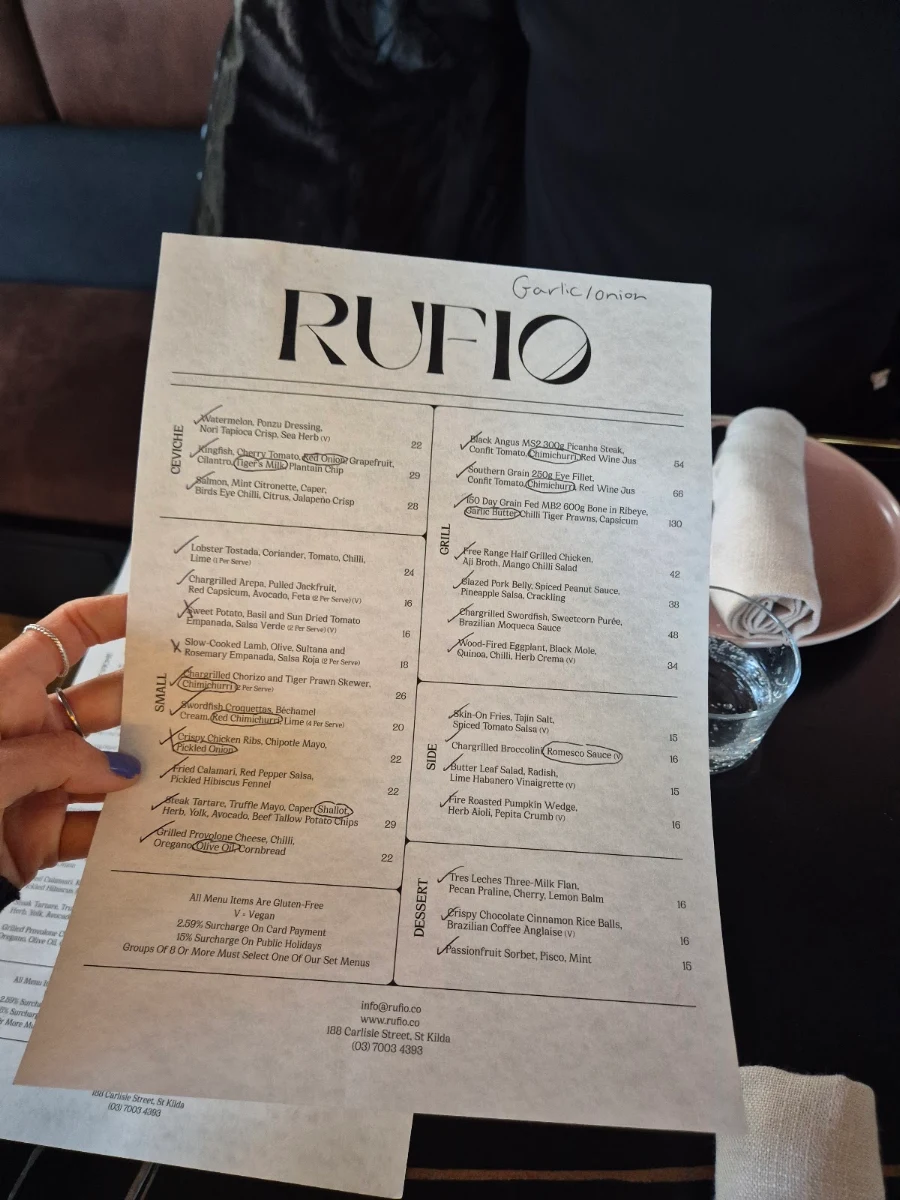 Menu, Rufio
