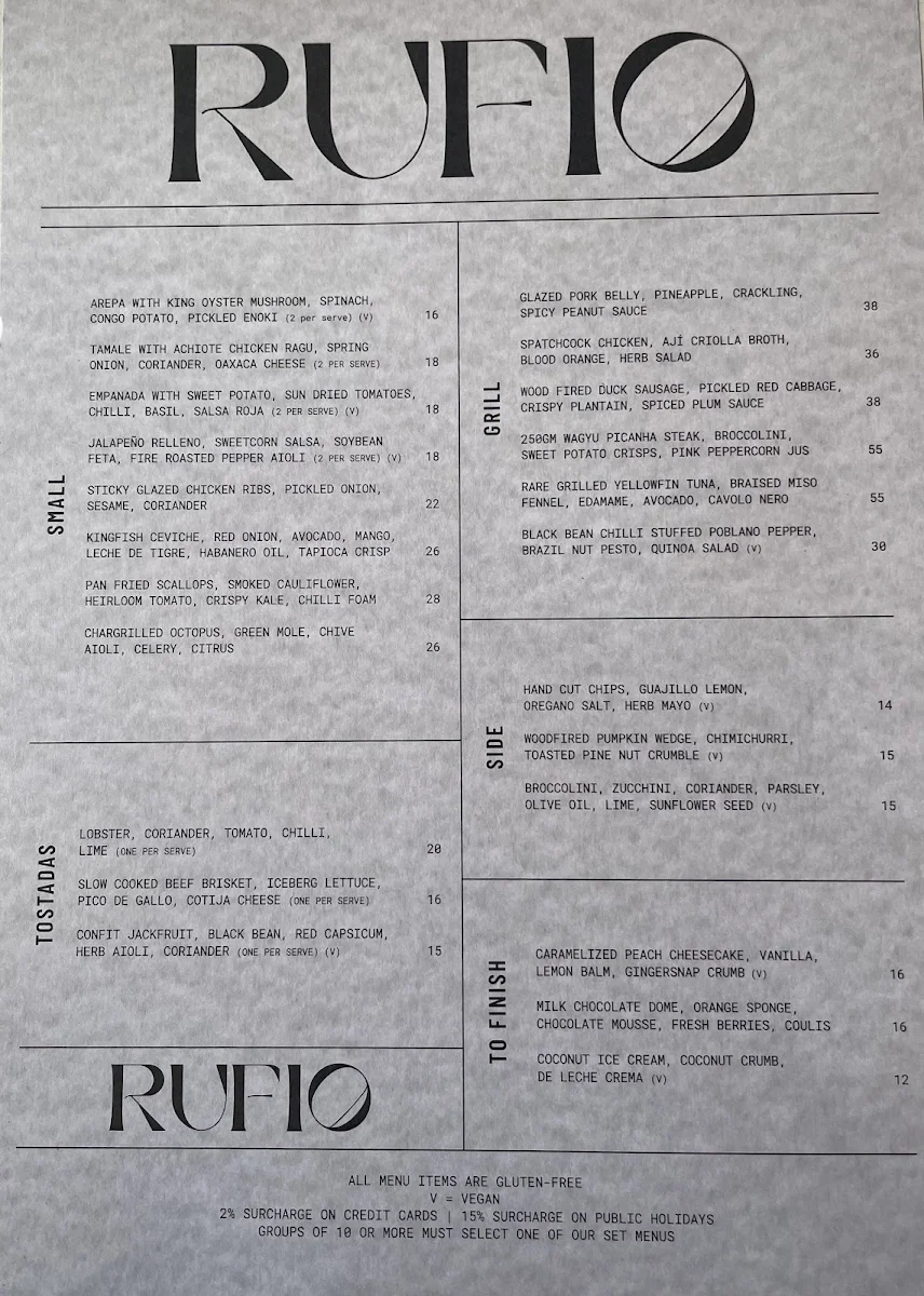Menu, Rufio