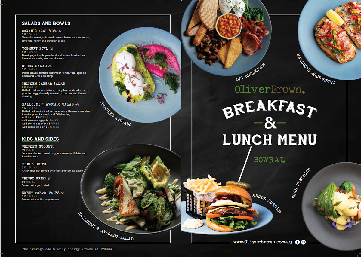 Menu, Oliver Brown Bowral