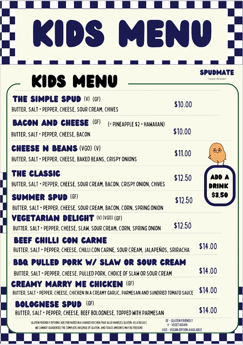 Menu, SpudMate