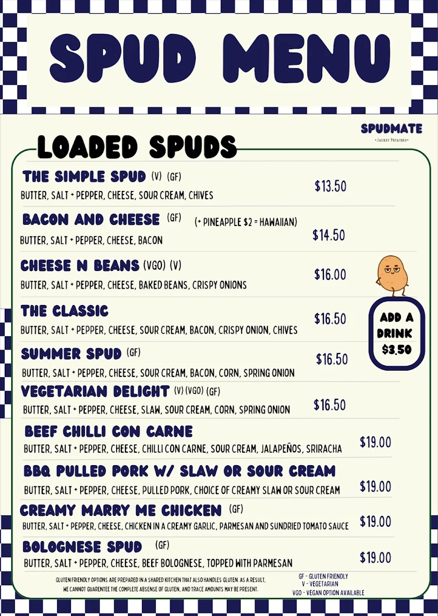 Menu, SpudMate
