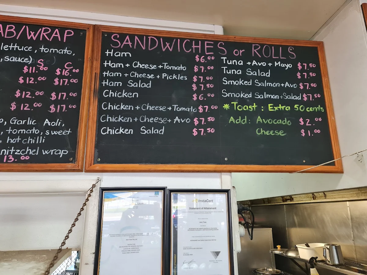 Menu, HENDRA CAFE
